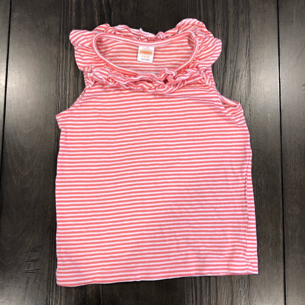 Summery Gymboree Girls Top Size 5-6 Peach Stripe